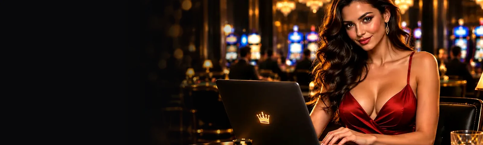 Oddsking hostess signing in on a laptop